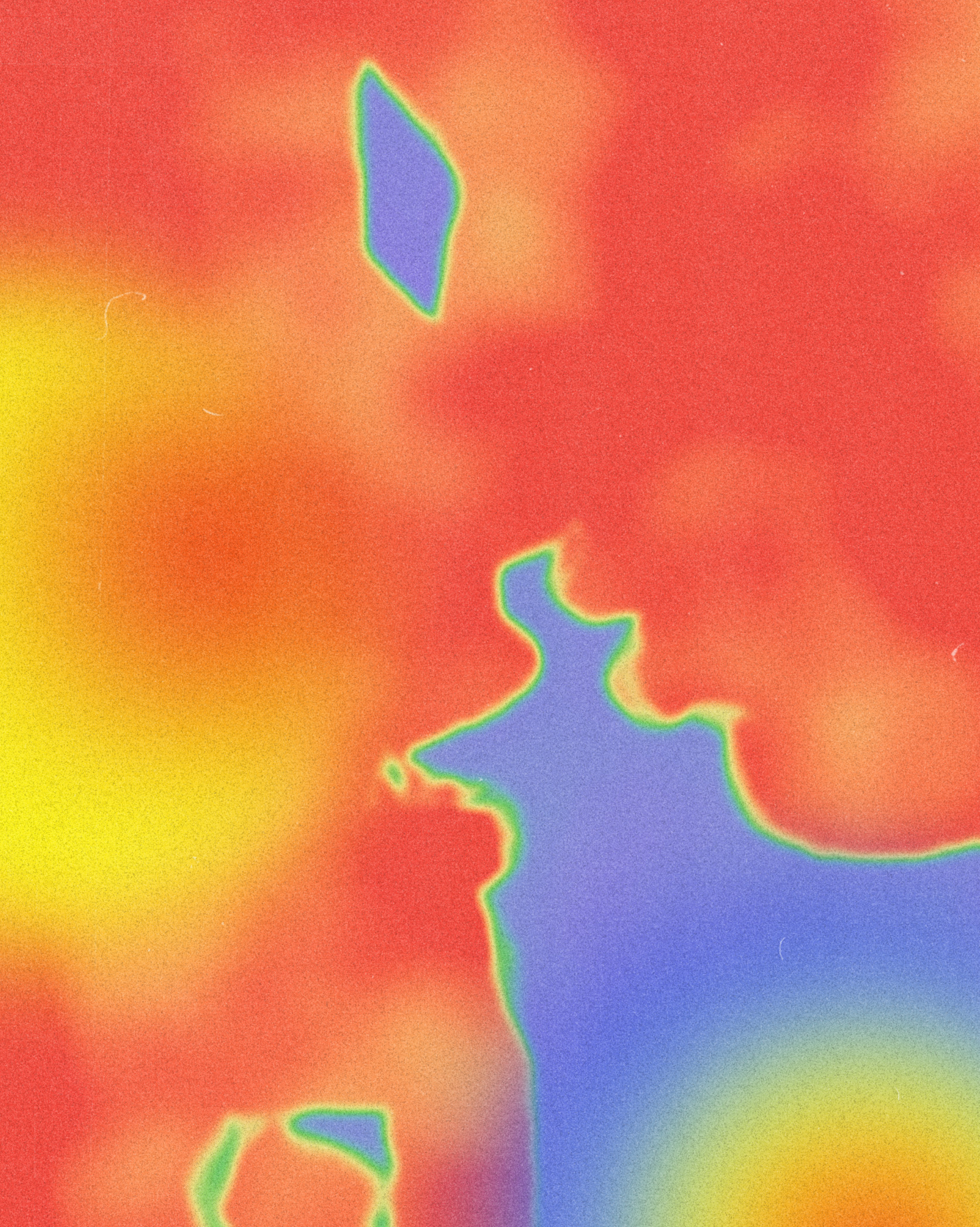 A second treated image: two faces almost touching, as heat