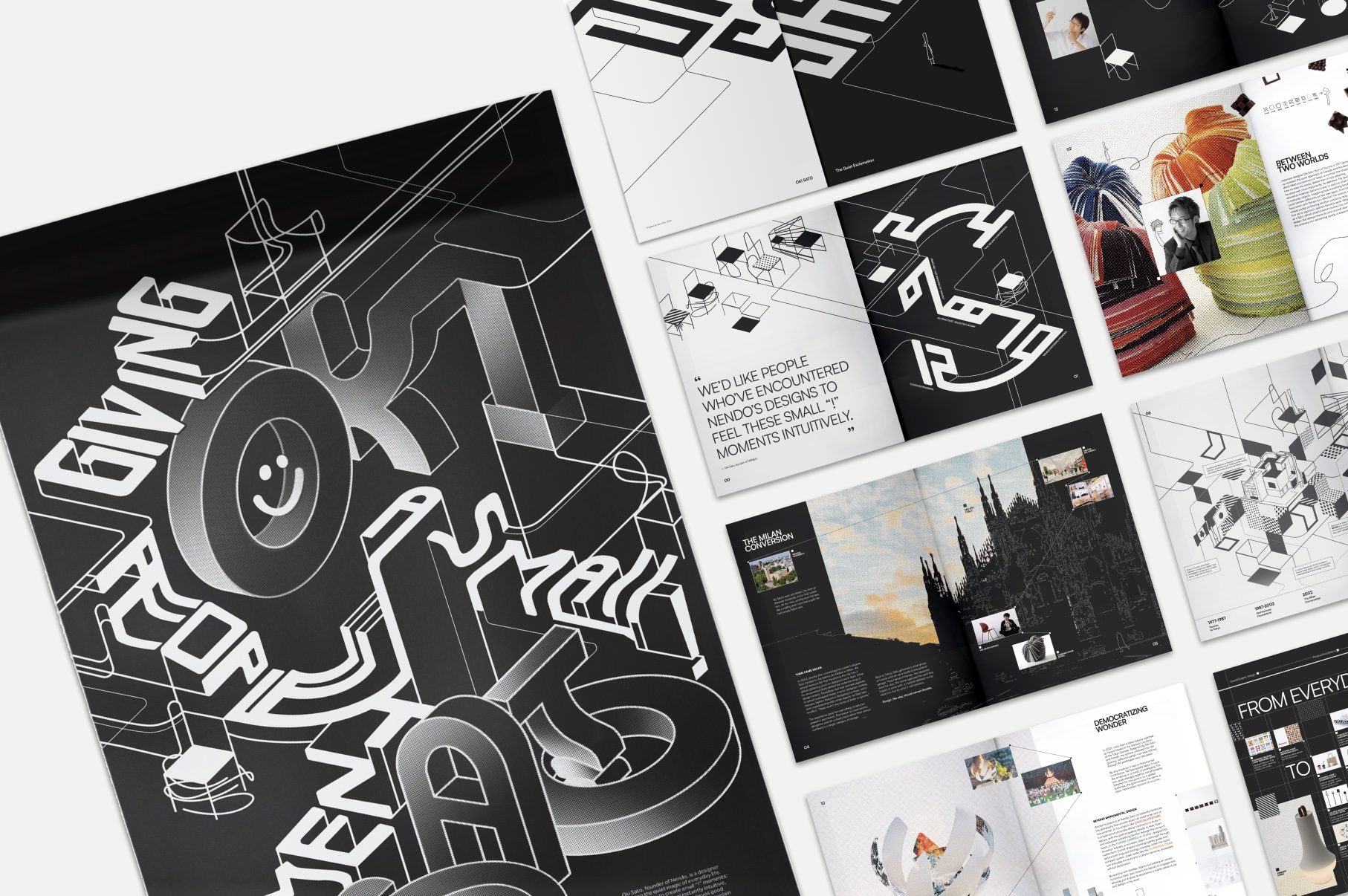 Oki Sato publication spreads and poster